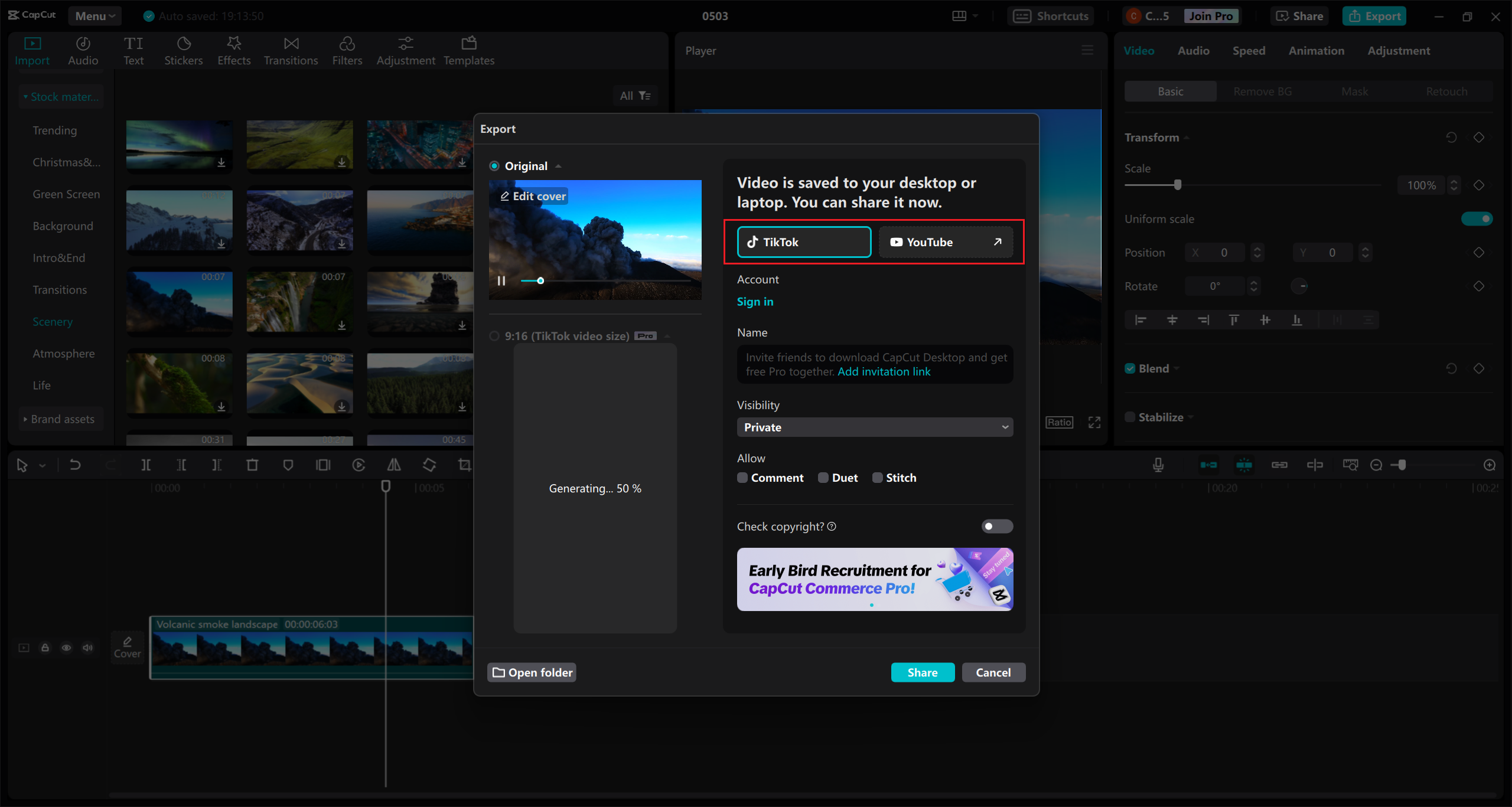 fast share on CapCut