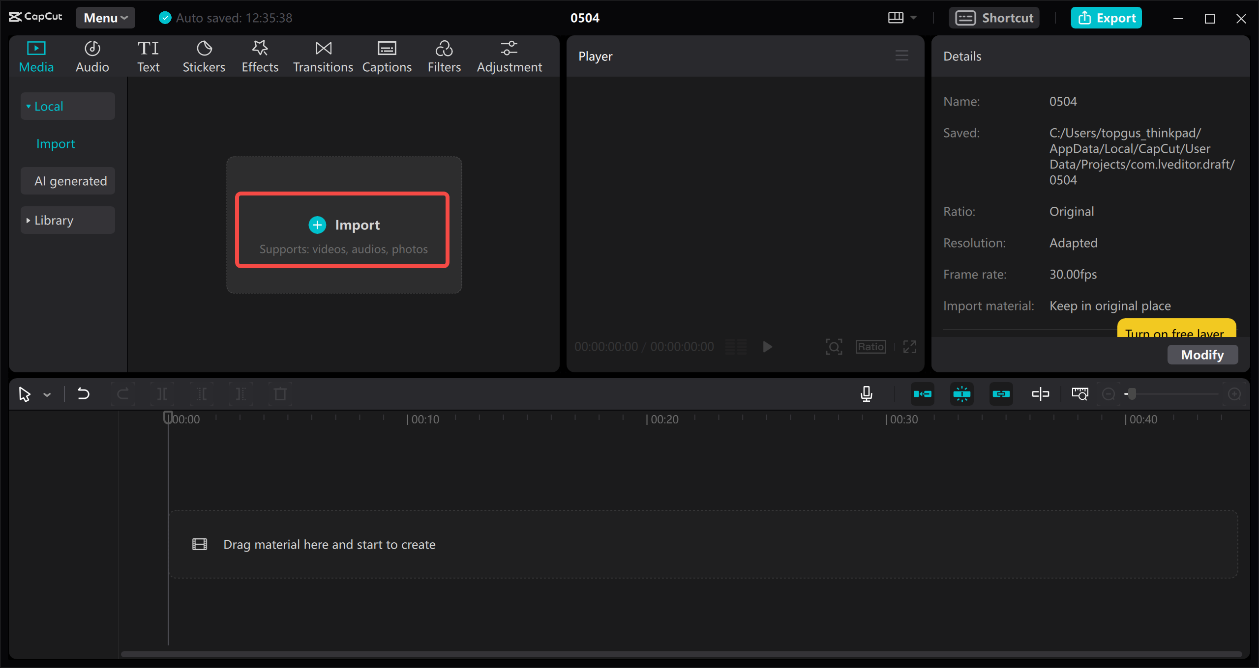 Upload your video file