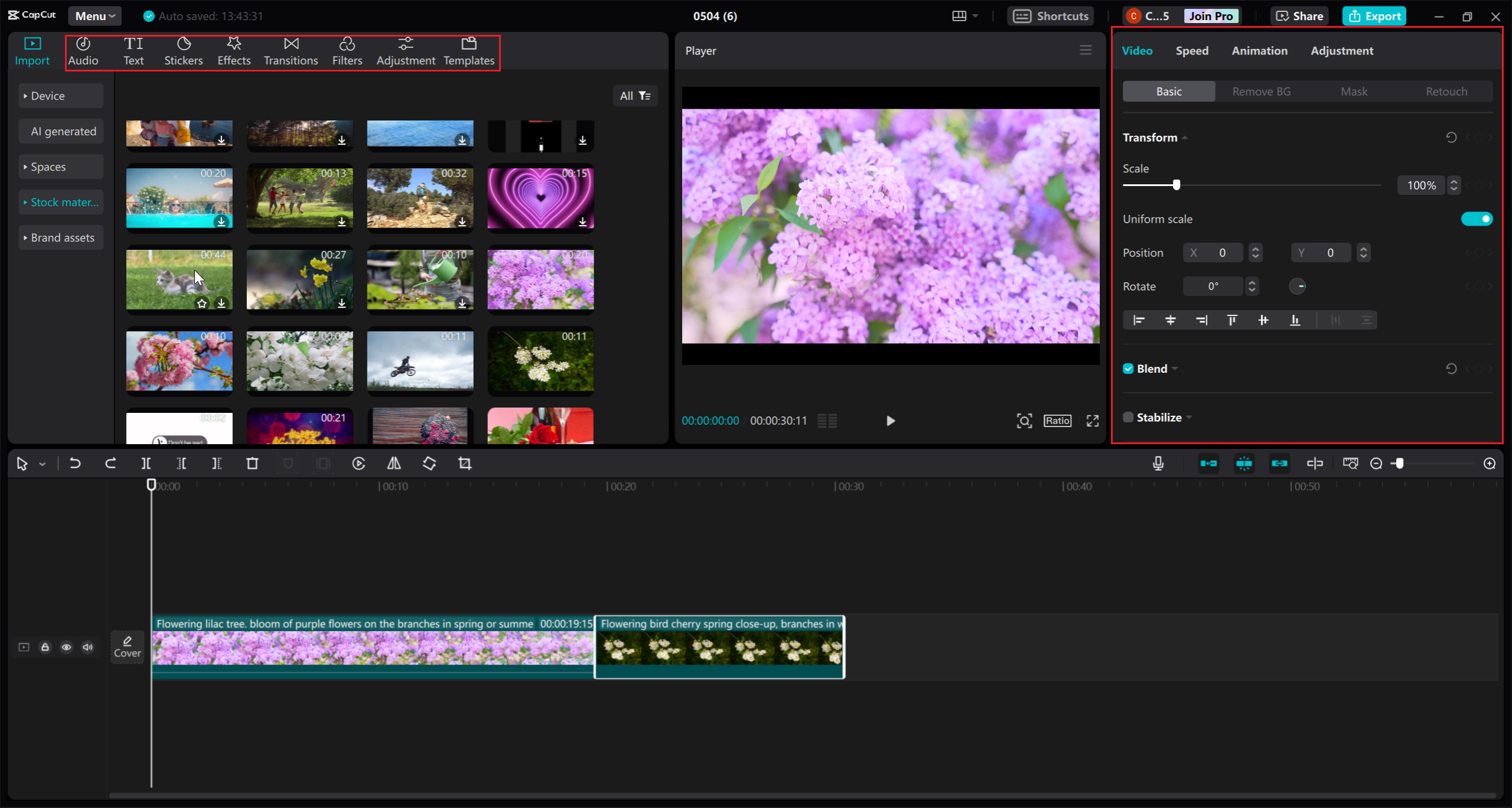 enhance video on CapCut