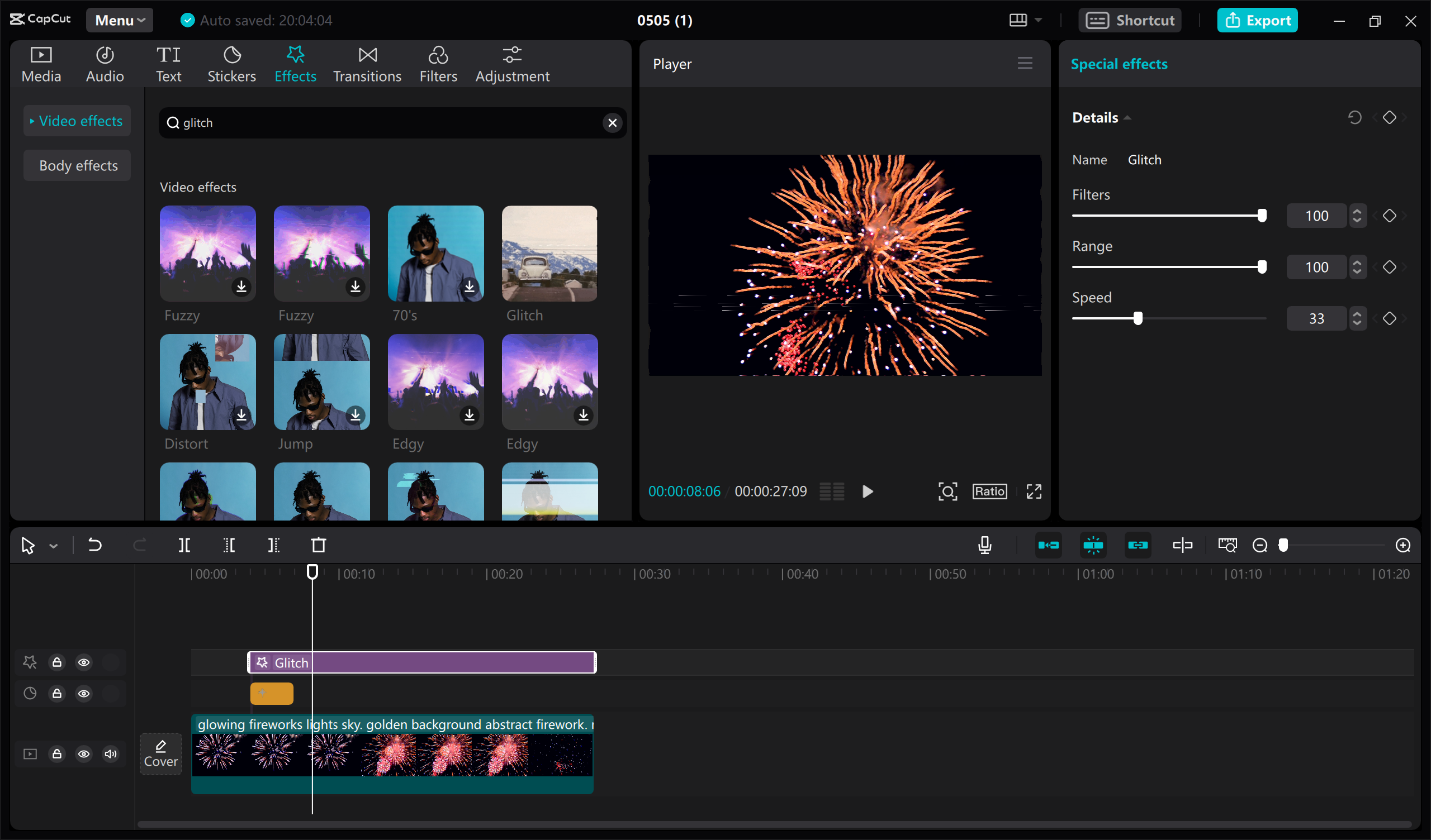 Add the glitch effect