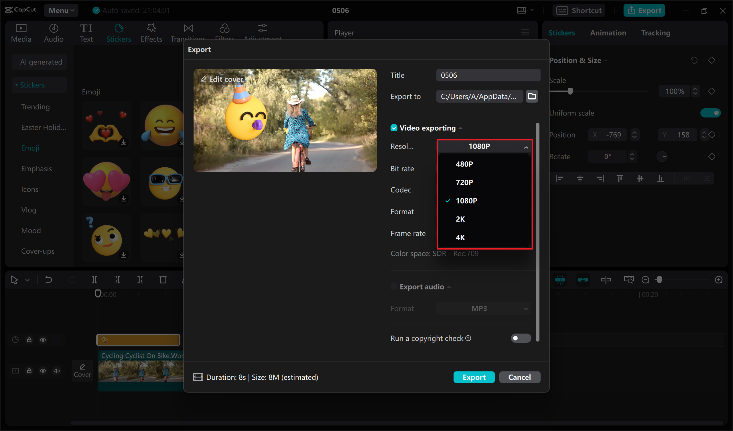 2. Make MP4 smaller by changing the resolution