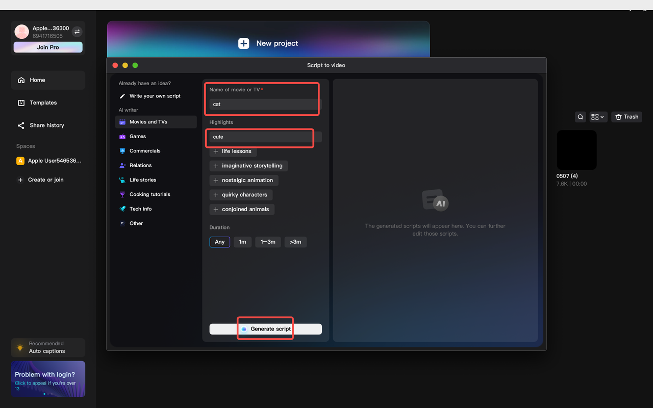 Generate the video script