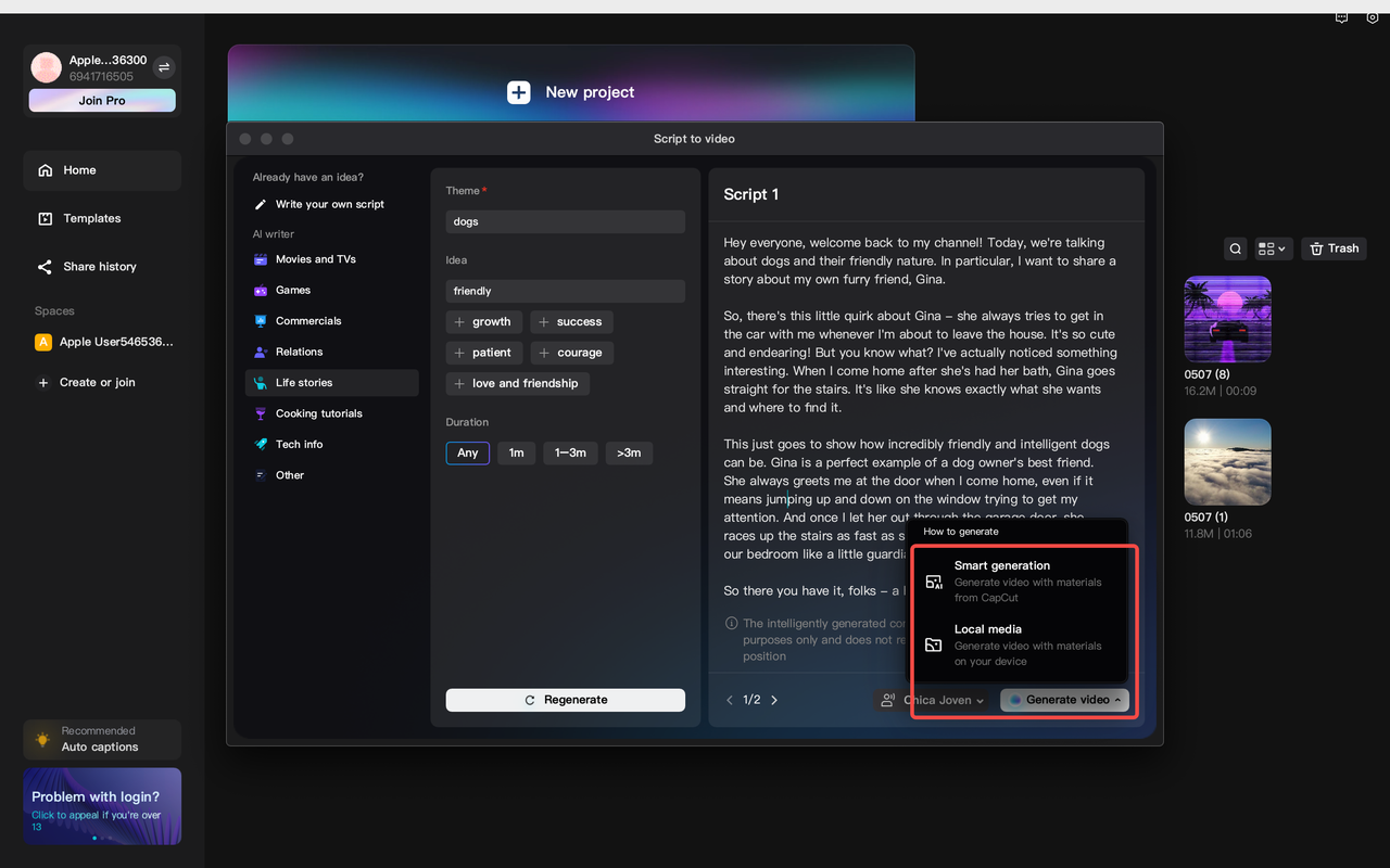 Choose media from the device