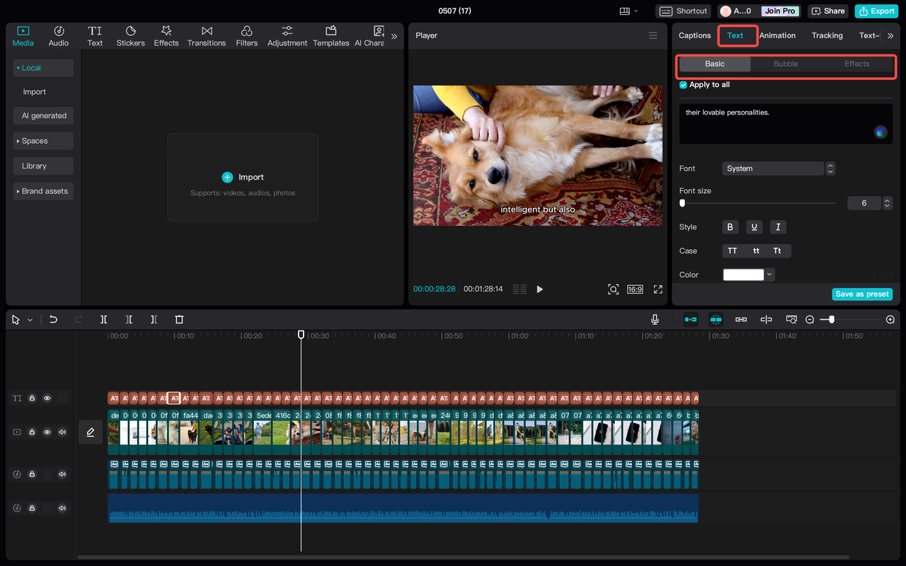 Adjust the text format