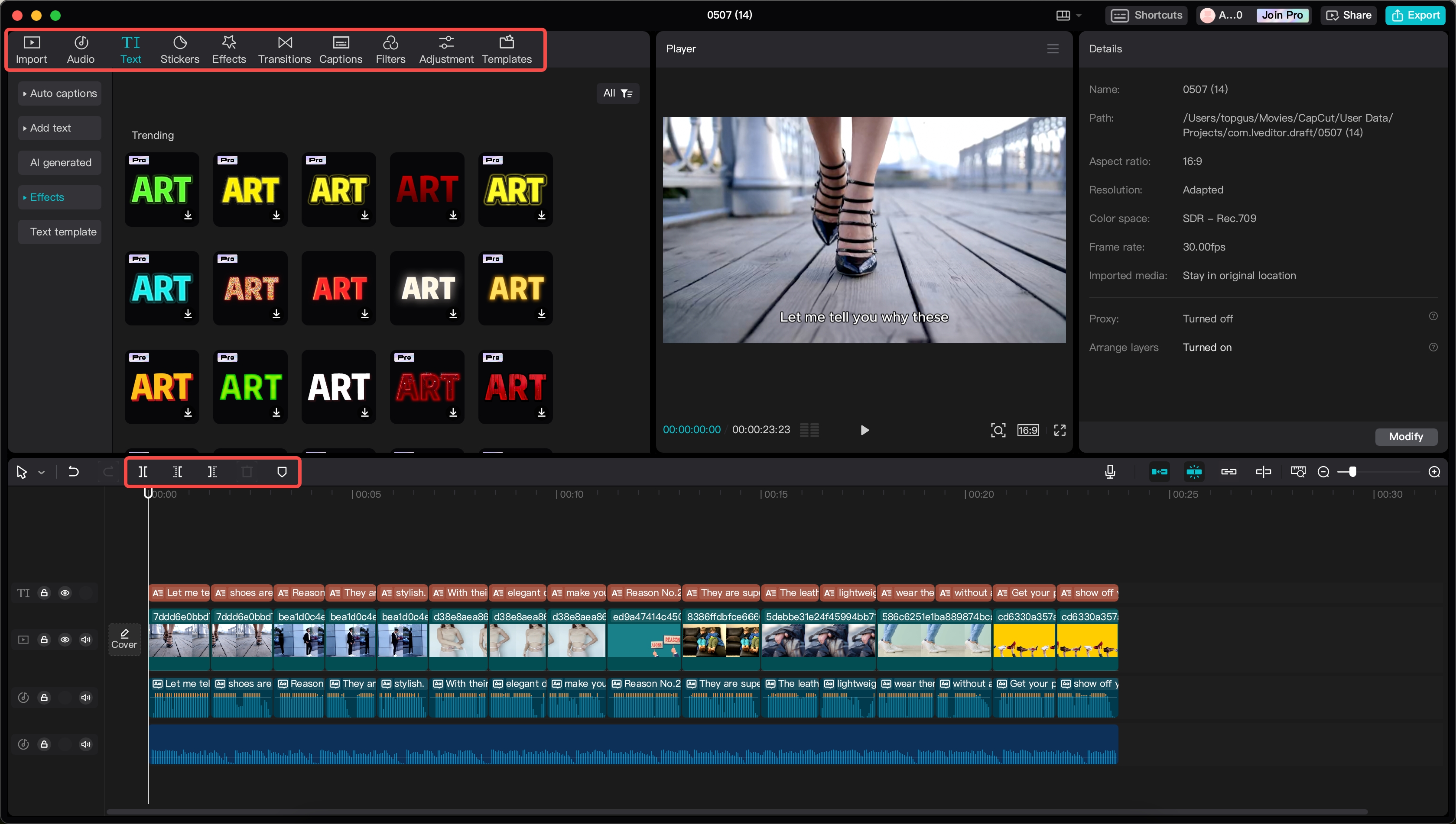 Detailed editing and export