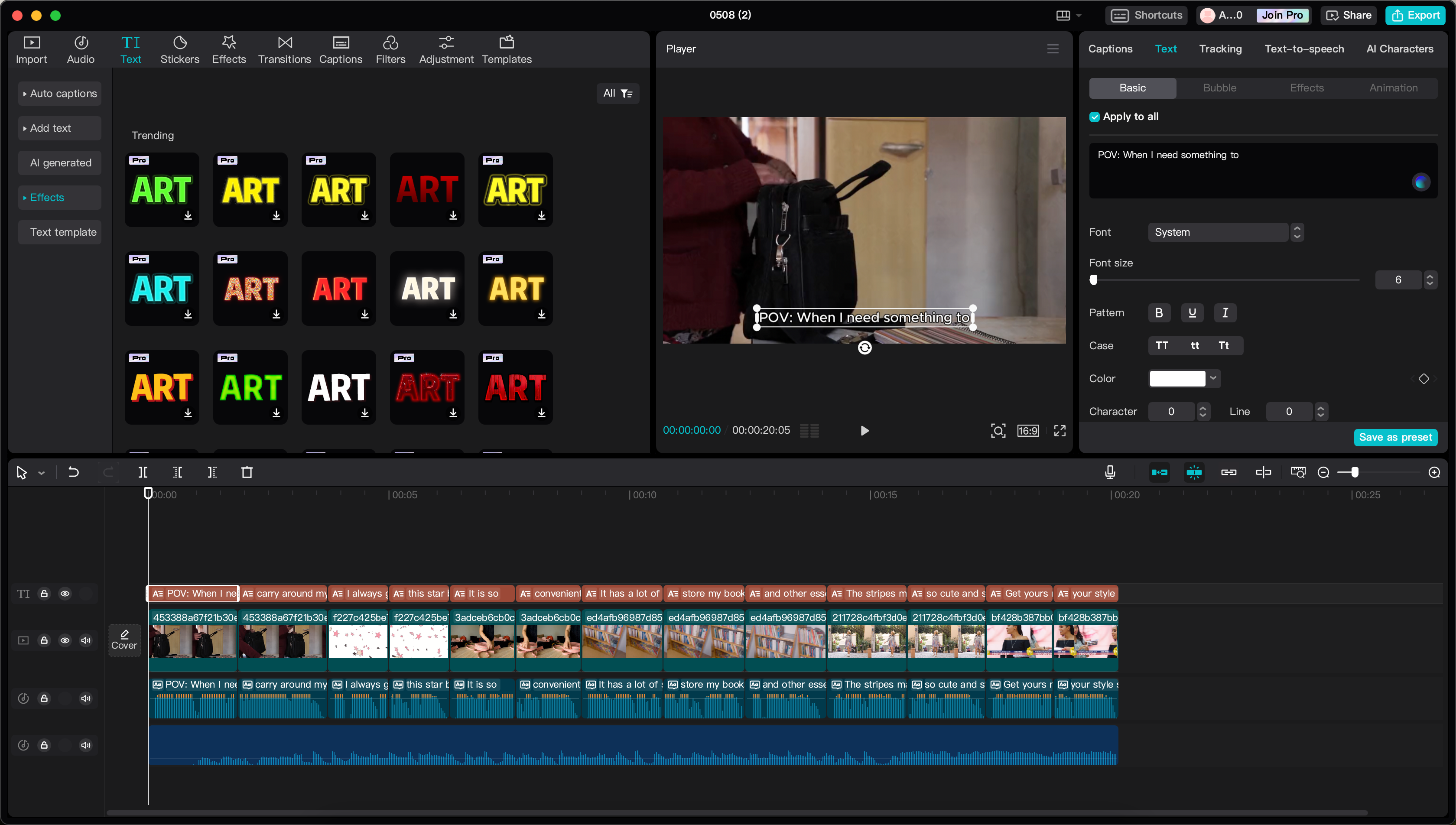 adjust the aspect ratios of your videos or make edits to the generated captions