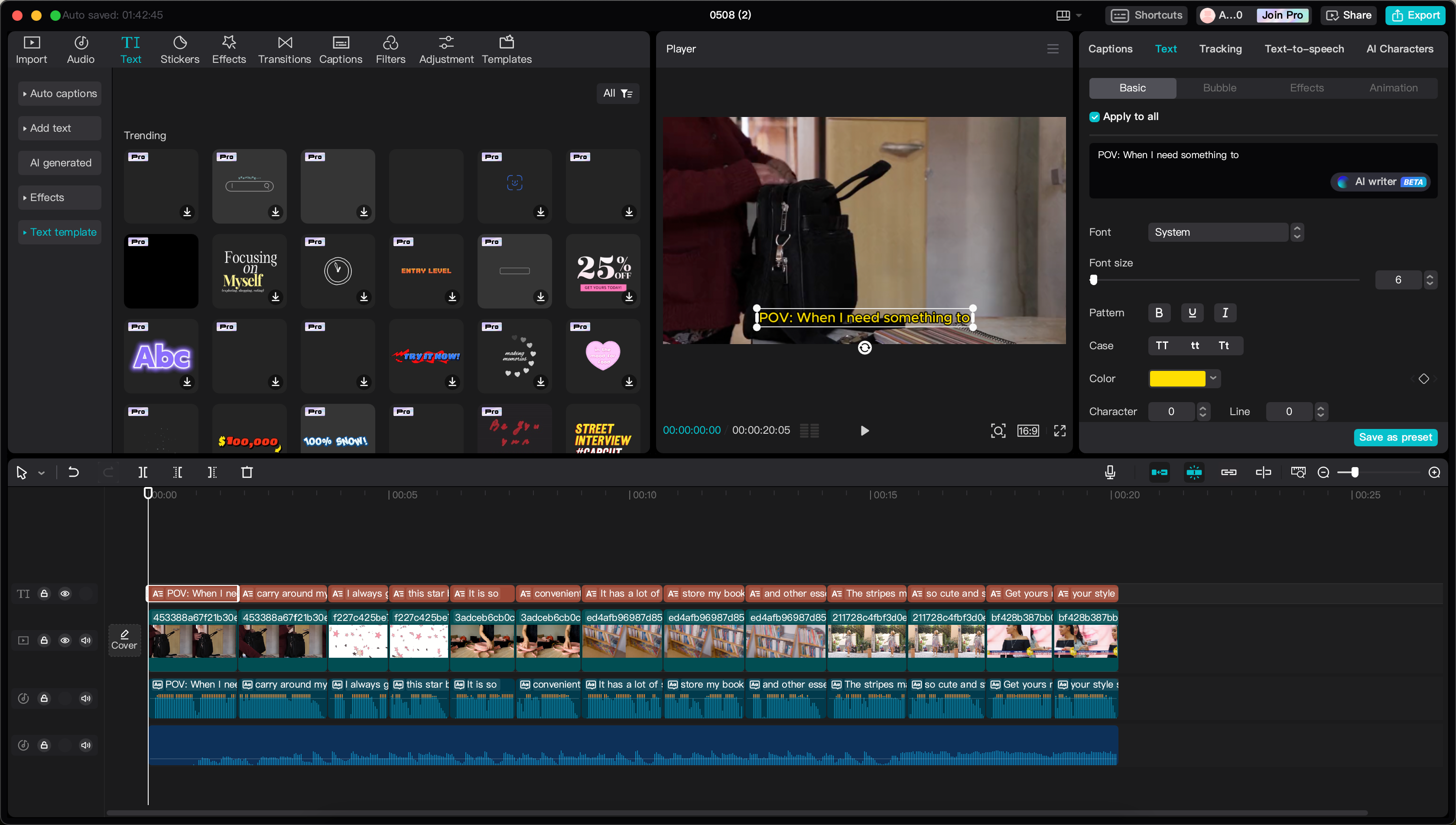 selecting from a variety of presets in the Presets