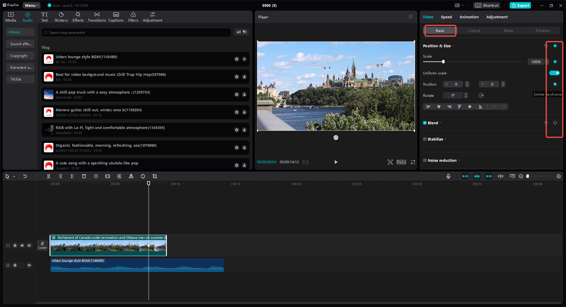 Add keyframe to the video