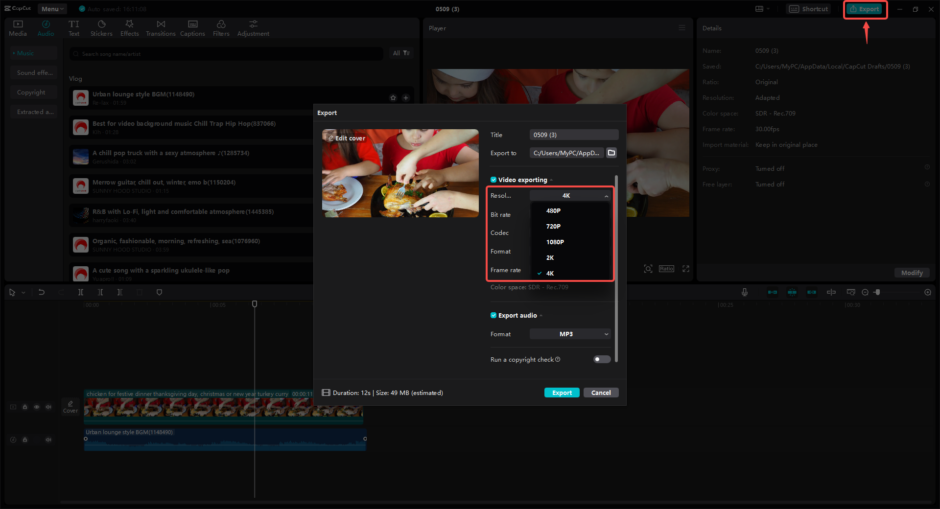 Change the video resolution