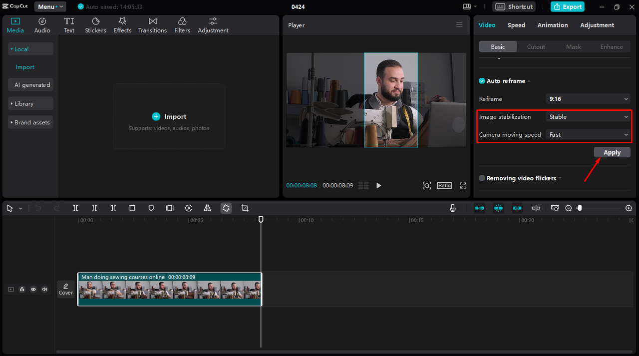 Image stabilization and camera speed adjustment