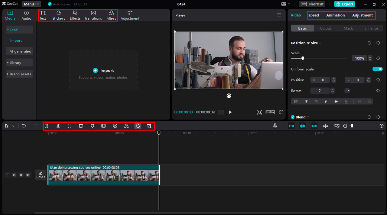 CapCut's rich video editing features