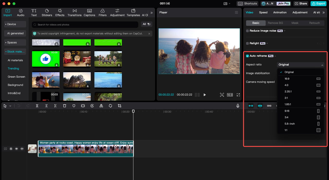 reframe video size for Twiter