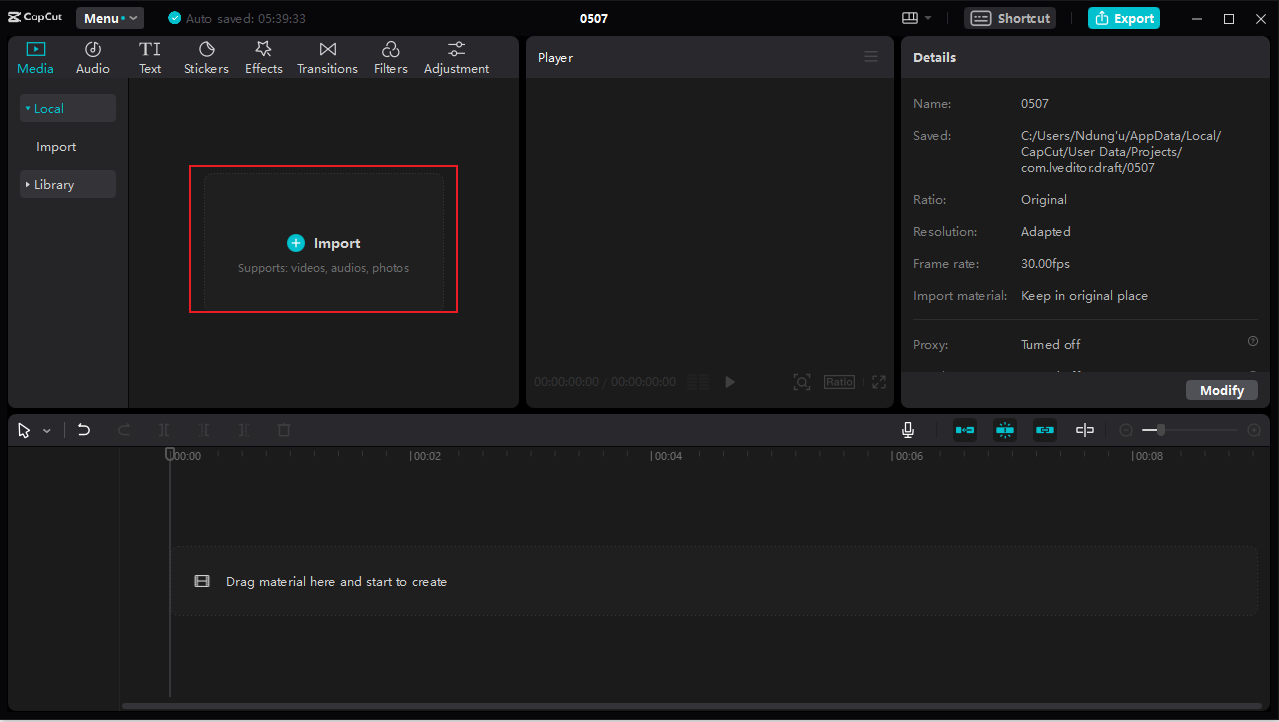 how to import video on the CapCut desktop video editor