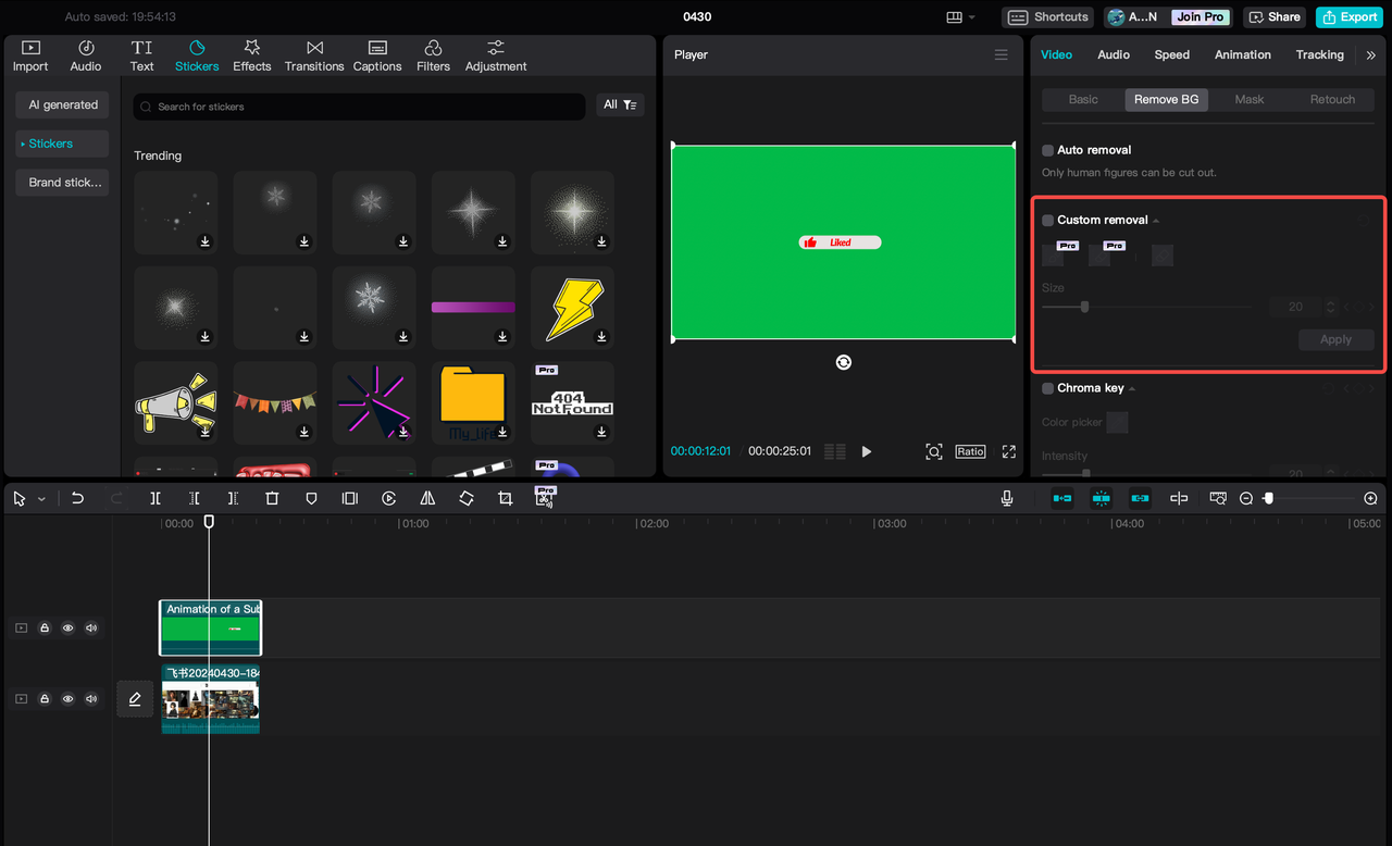 how to access Customized cutout on the CapCut desktop video editor