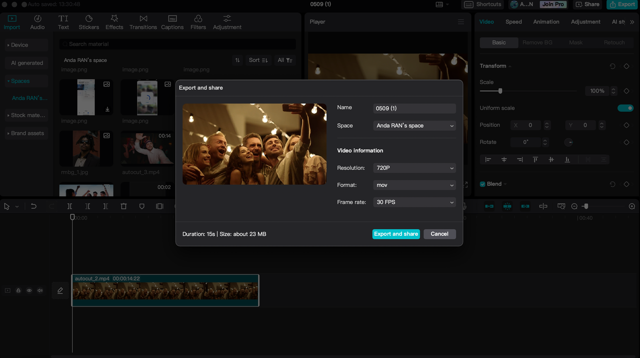 Export video from CapCut desktop video editor