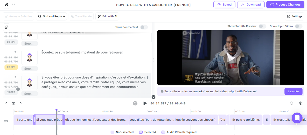 Dubbed video with Dubverse