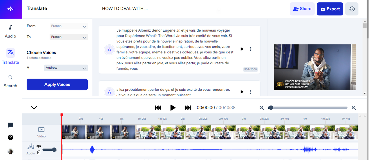 Dub video in Speechify