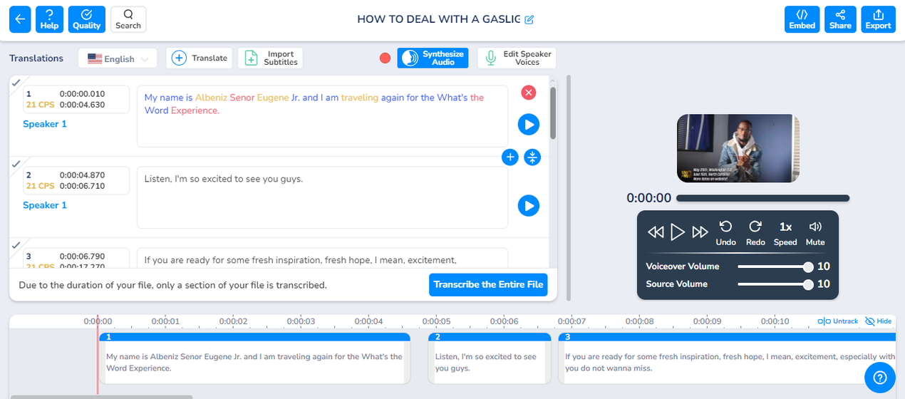 AI video dubbing in Maestra AI