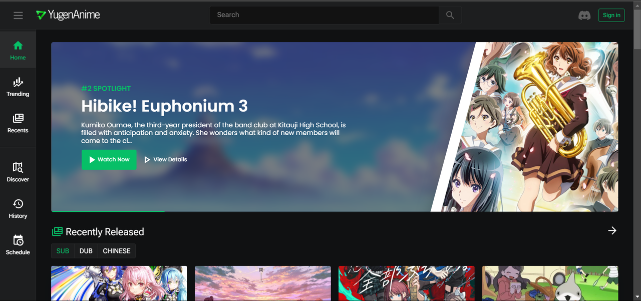 YungenAnime, the best anime dubbed English website