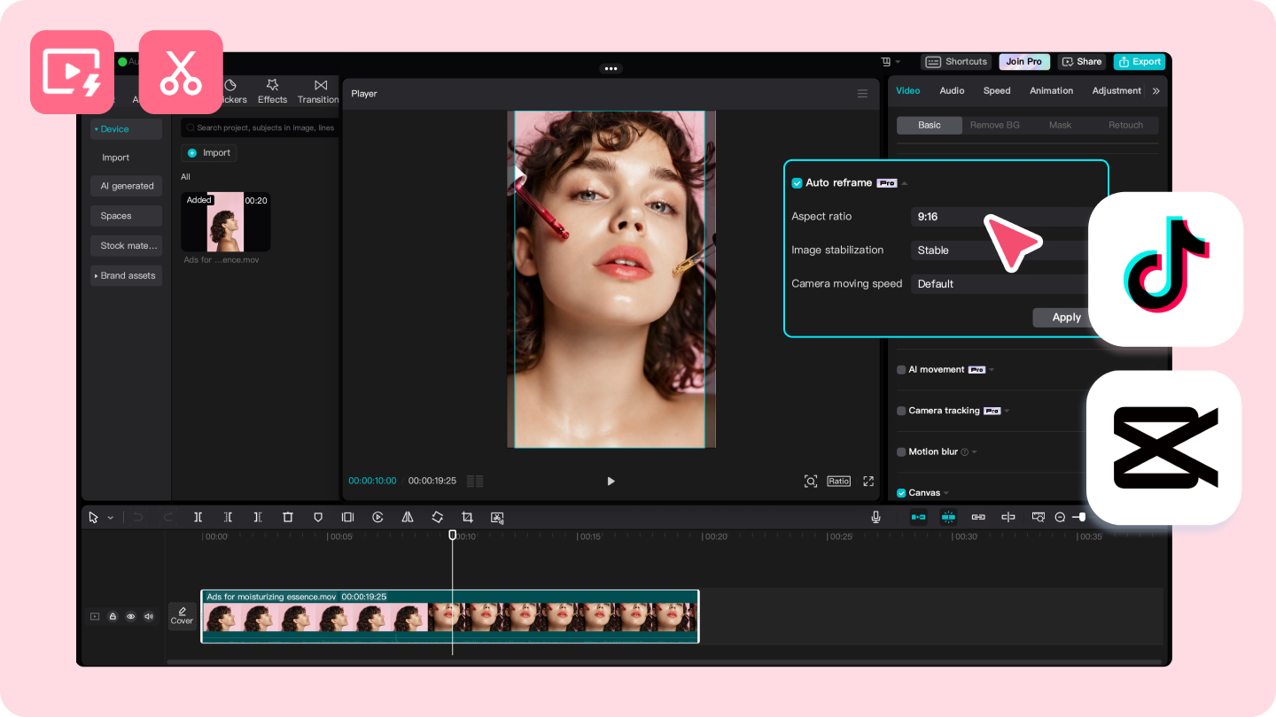 spécifications de l'annonce tik tok
