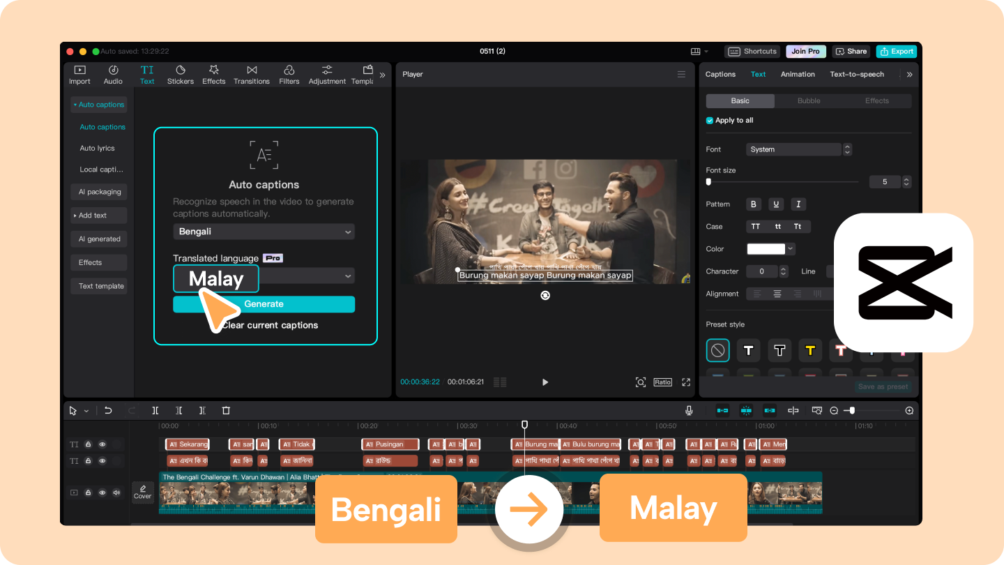 перевести бангла на малайский