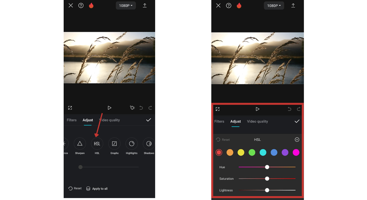 precision color grading and filters