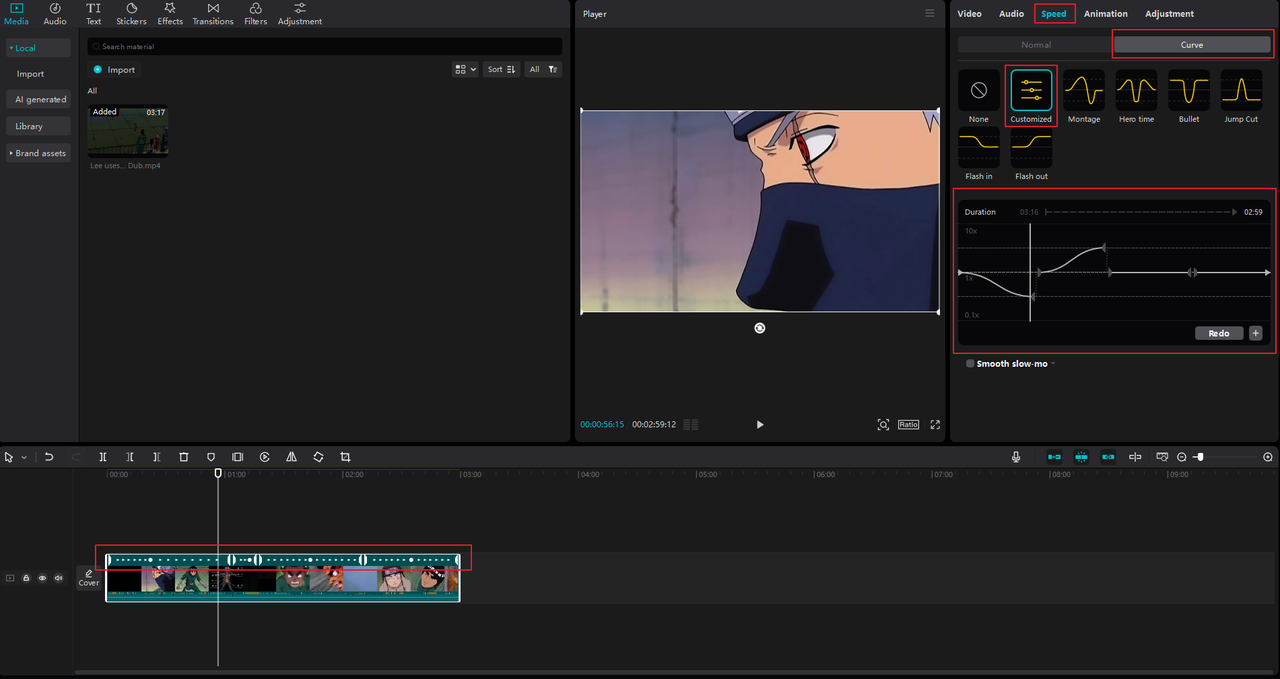 How to make a smooth velocity edit on CapCut using customized speed curves