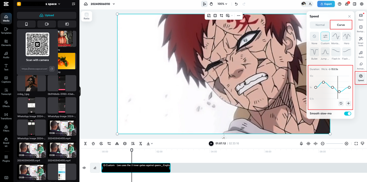 how to make velocity on CapCut online video editor