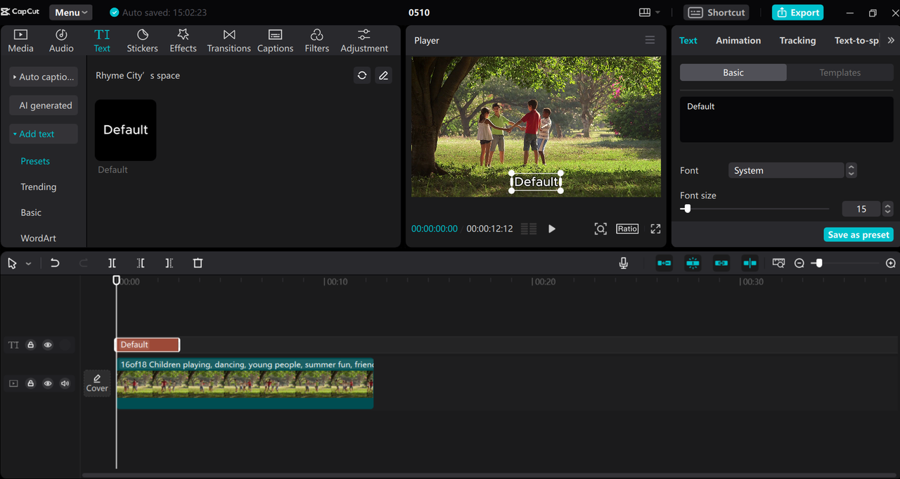 Add text on the CapCut desktop ElevenLabs alternative
