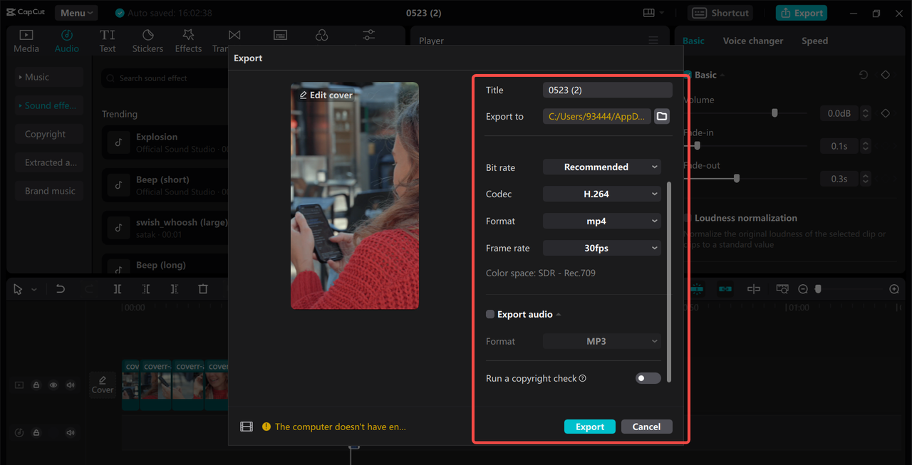 Share a video from the CapCut desktop video editor: how long can a YouTube short be?