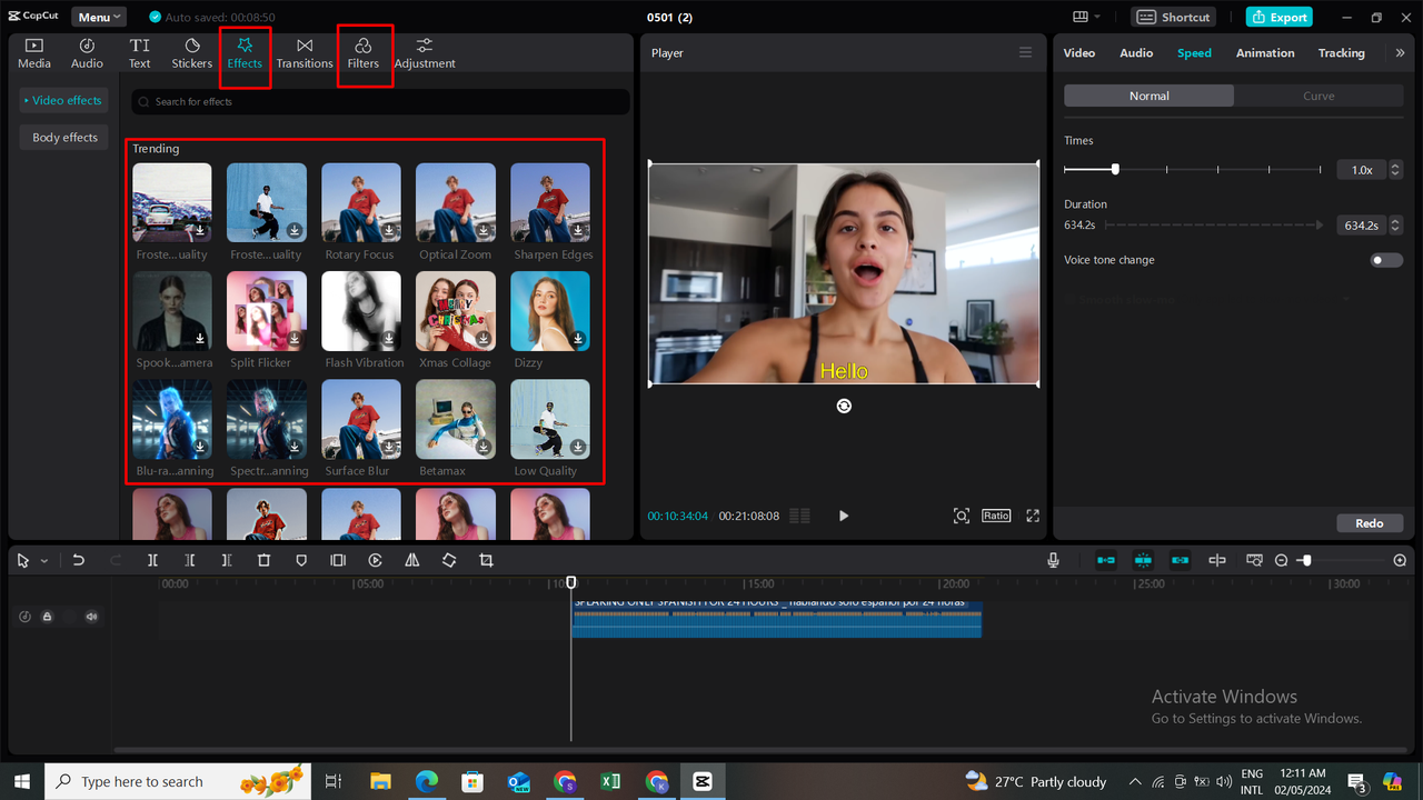 Effects & filters in CapCut
