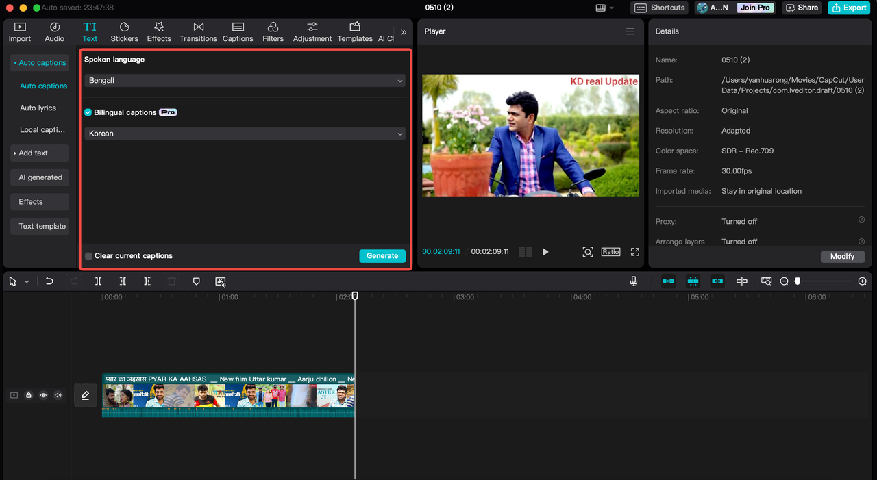 Generate the captions