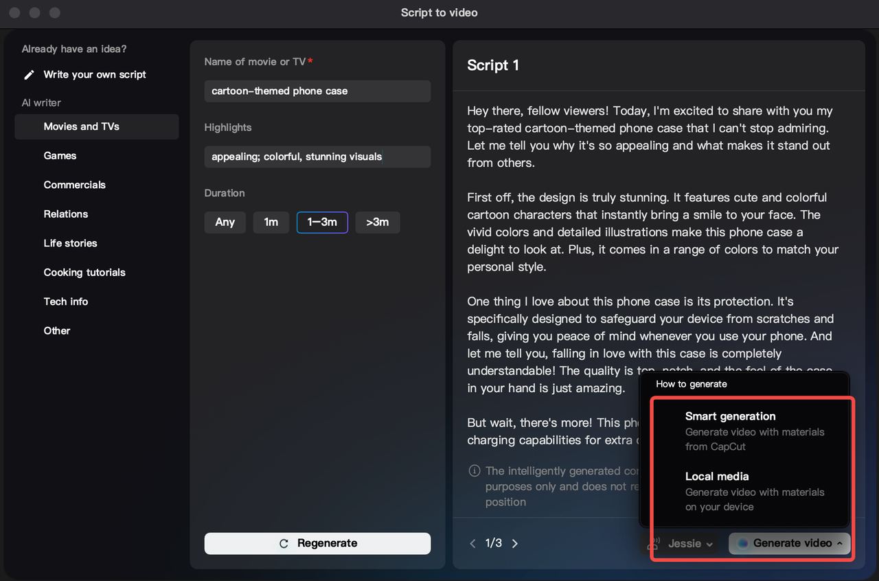 Turn script into video with CapCut PC