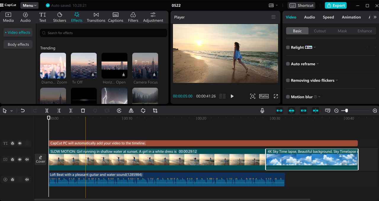 Edit a video using the CapCut desktop content creation AI
