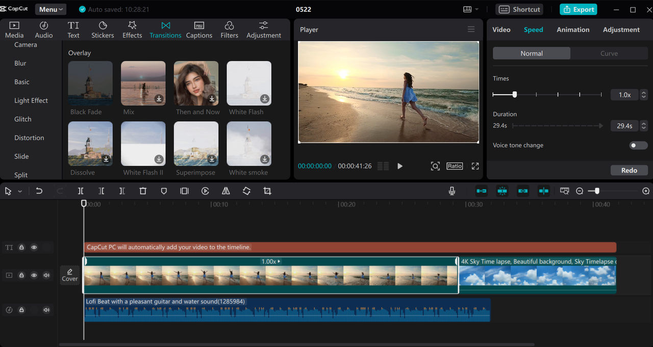 Customize a video using the CapCut desktop content creation AI