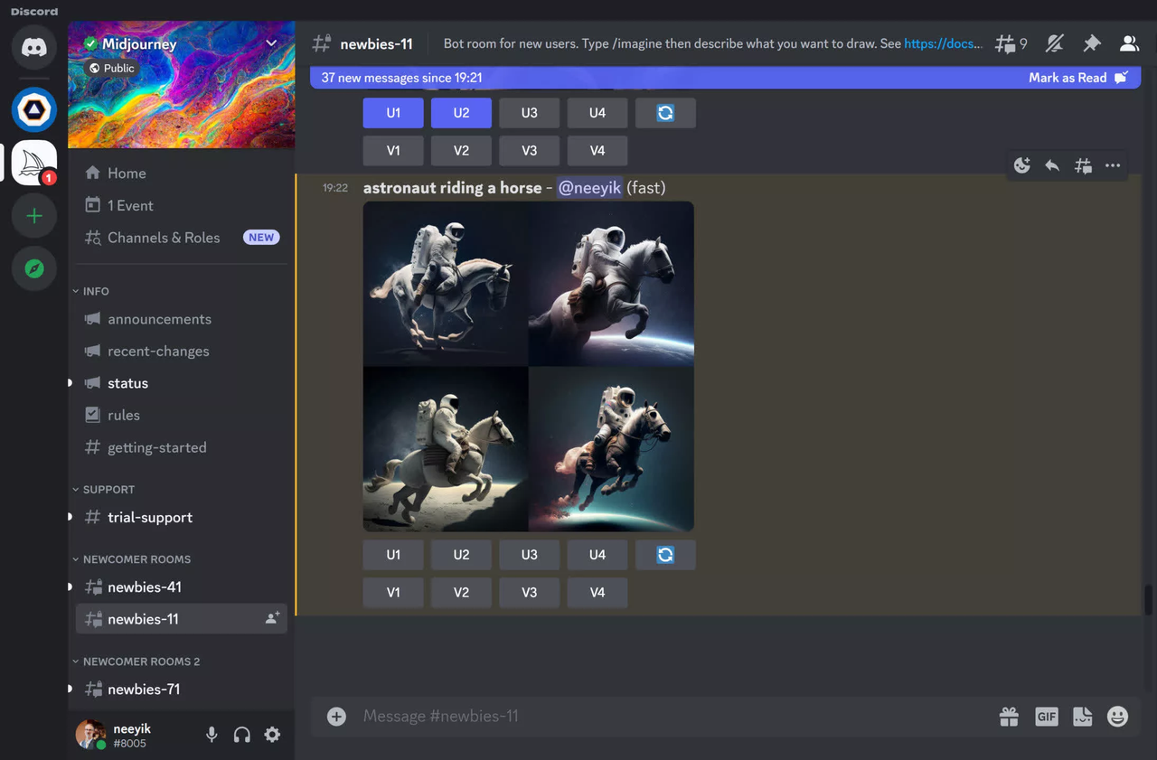 Midjourney content creation AI interface