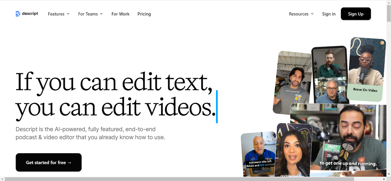 Descript’s interface
