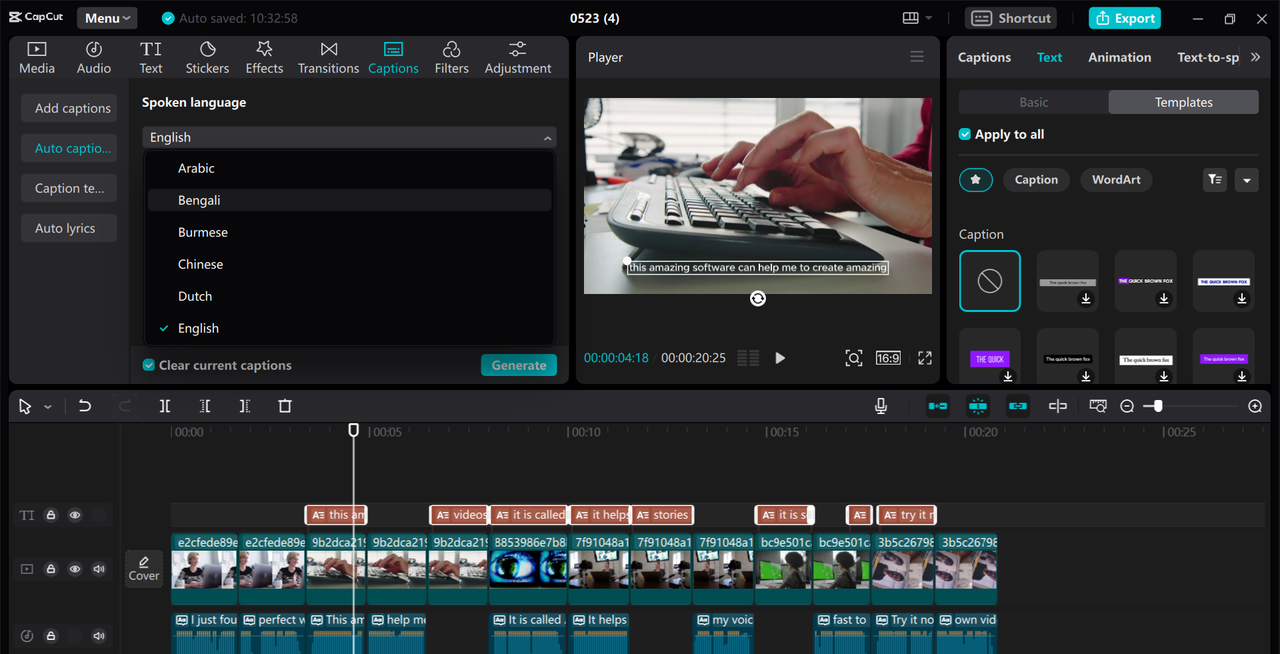  Interface of the CapCut desktop video editor - the best AI transcription software