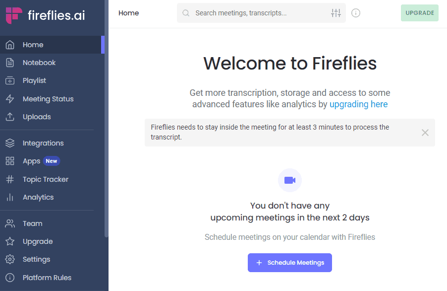 Fireflies.ai interface