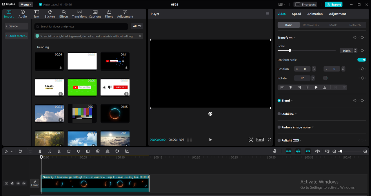 Interface of CapCut desktop video editor - an AI software for PC 