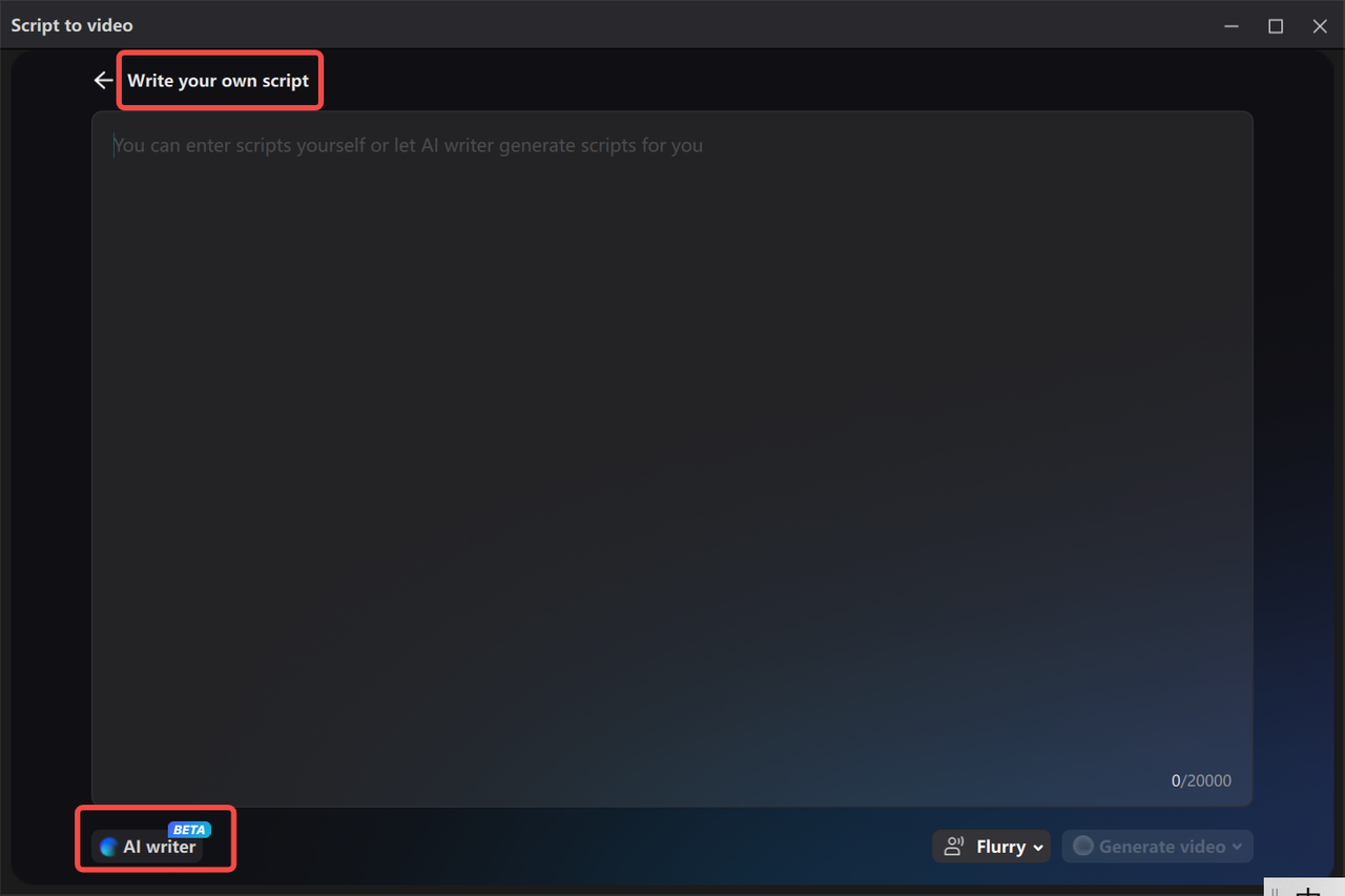  Selecting script to video tool in the CapCut desktop video editor