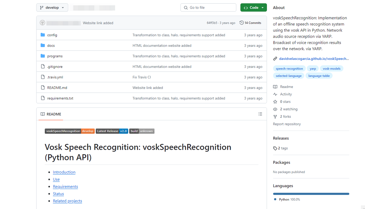 Vosk Interface for speech recognition