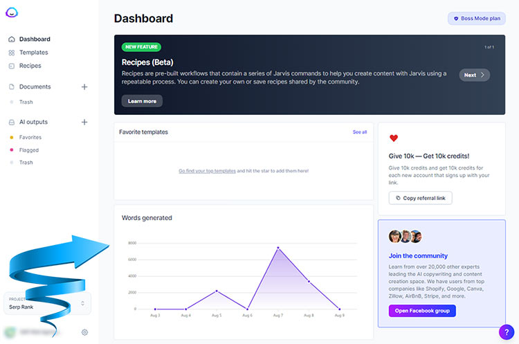 Japer.ai interface - one of the best AI writing software