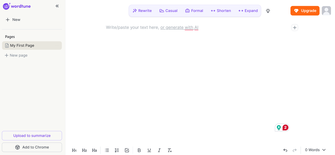 Word tune, a popular free copywriting bot 