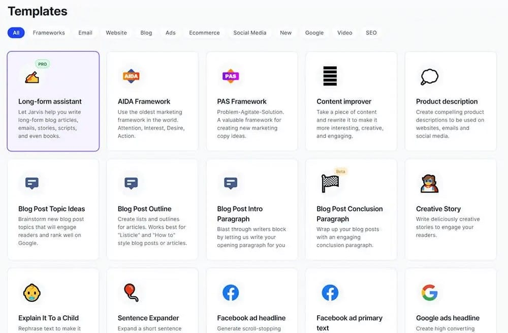 Jasper, one of the best free AI copywriting tools
