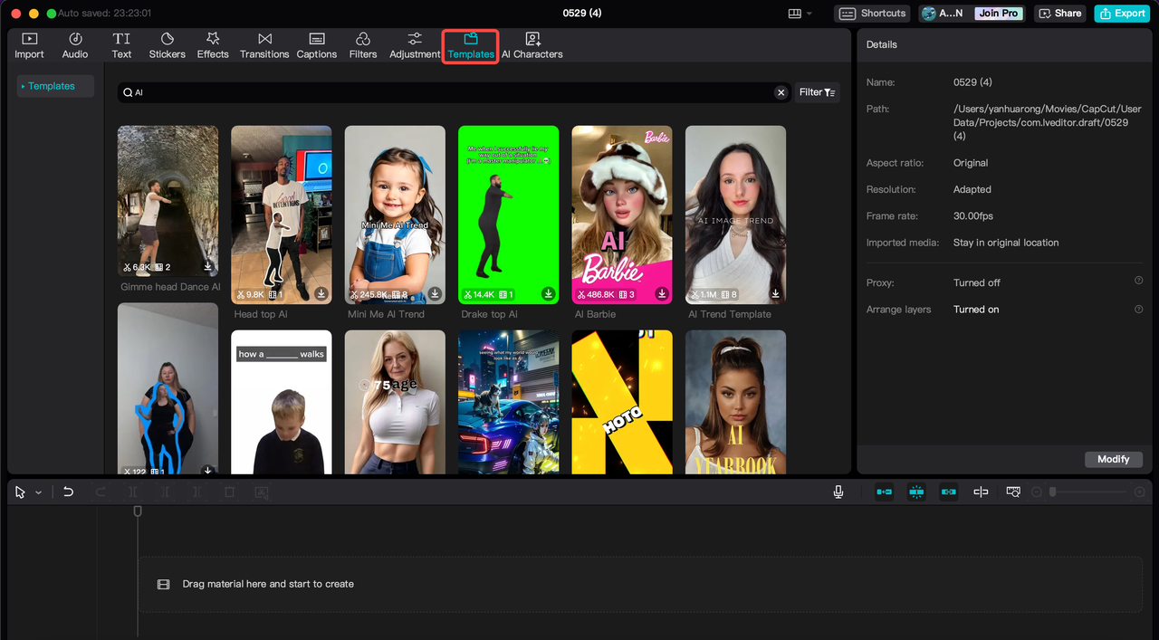 How to use AI template CapCut