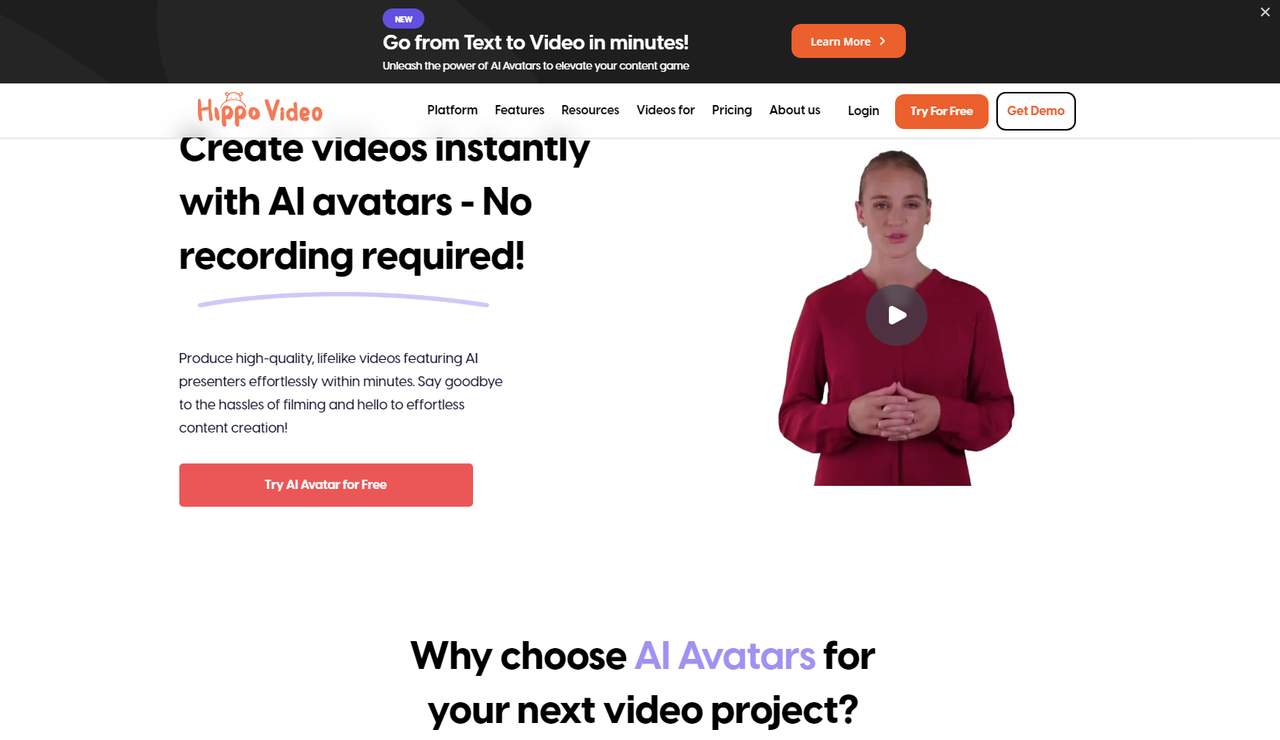 How to create an AI avatar with the Hippo Video application