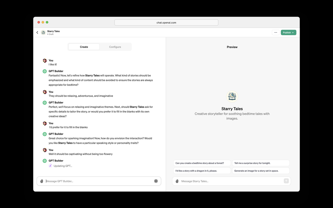GPT builder interface - an open source AI software