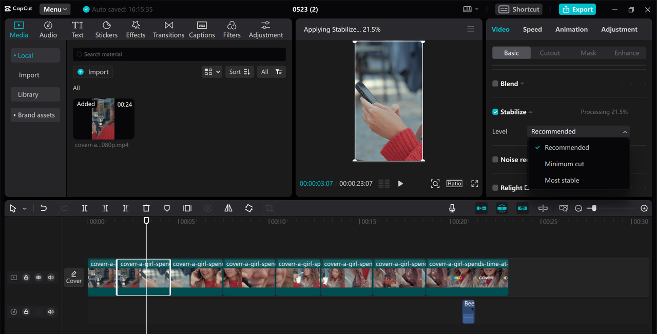 CapCut masaüstü video editöründe videoları iyileştirmek için yapay zeka destekli araçları kullanma