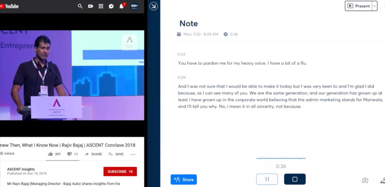 Transcribing video in Otter AI transcribe